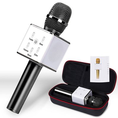 Bluetooth микрофон для караоке Q7 Блютуз микро + ЧЕХОЛ Черный 3811141 фото