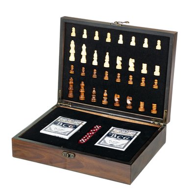 Набор игр в деревянном боксе (шахматы, карты, кости) (8718-005) 8718-005 фото