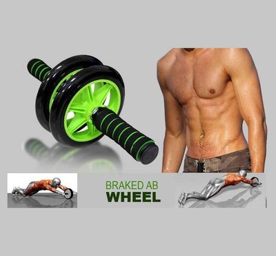Гимнастическое спортивное фитнес колесо Double wheel Abs health abdomen round | Тренажер-ролик для мышц 0682890 фото