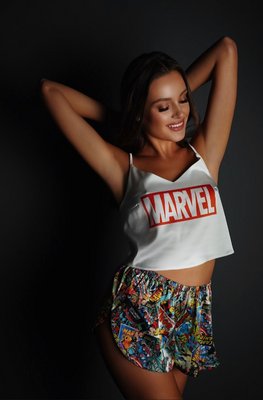 Пижама шортики+топ , Marvel хит этого сезона H7563 фото