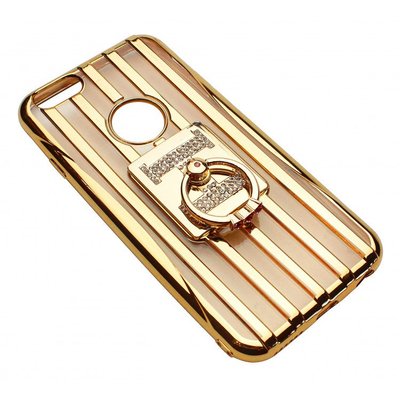 Чехол на iPhone 6/6s силиконовый прозрачный с полосками под металл, с колечком, со значком HERMES COV-035 1443902 фото